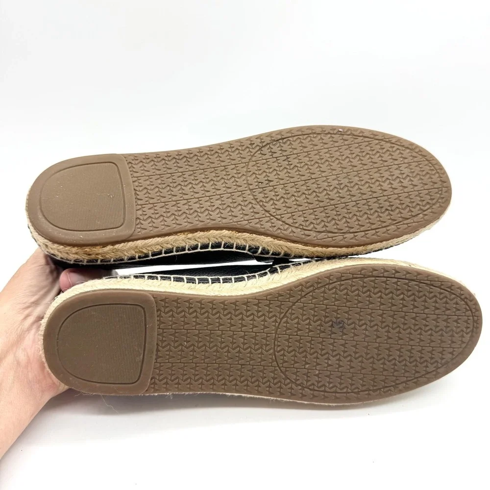 MICHAEL Michael Kors Kendrick Pebbled Leather Espadrille Slip On Black Size 5.5